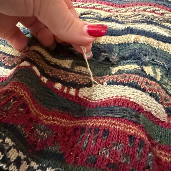 VTG Florence Tricot Sweater Mens XL 3D Knit Colorful Textured Coogi Style - Picture 6 of 10